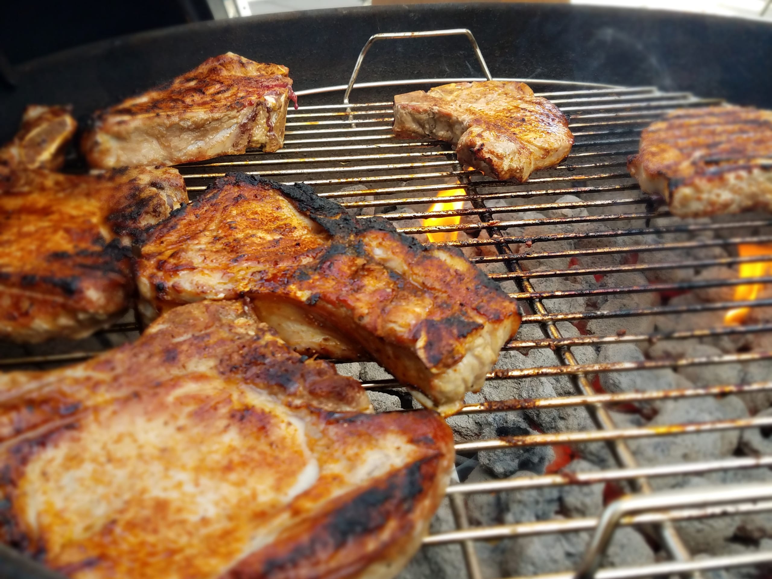 half inch pork chops on grill
